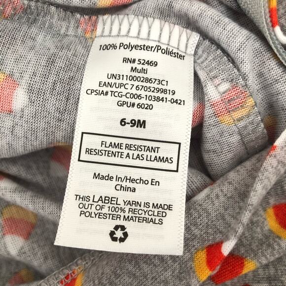 Celebrate Halloween candy corn print long sleeve zip onsie footie gray orange - Picture 5 of 5